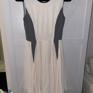 Elegant Gray and White Sleeveless Dress